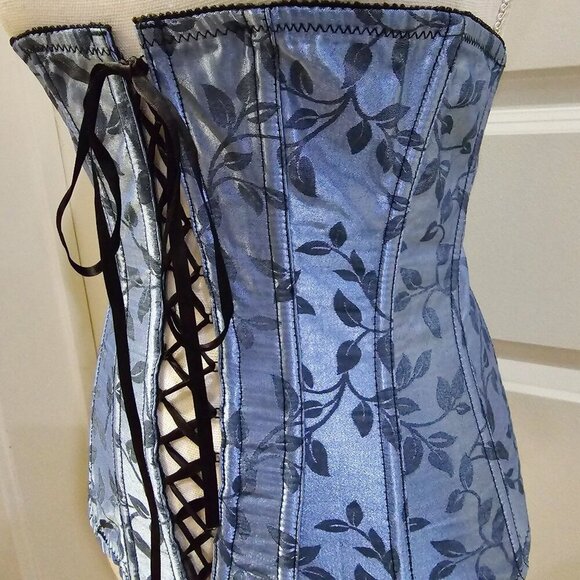 Victoria’s Secret Underbust Corset | Blue Black Floral Rayon Polyester | M - Picture 6 of 15